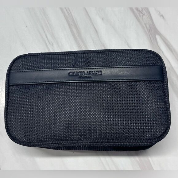 NWOT Giorgio Armani | Black Small Hanger Cosmetics Bag - Picture 1 of 8